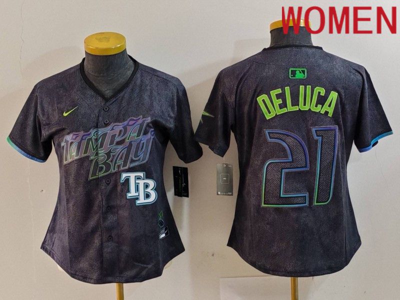 Women Tampa Bay Rays 21 Deluca Black City Edition Nike 2024 MLB Jersey style 5